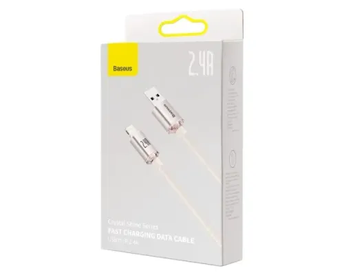 USB кабель Baseus Crystal Shine Series Fast Charging Data USB to iP 2.4A 1.2m Pink CAJY001104 mag-6932172614430144954