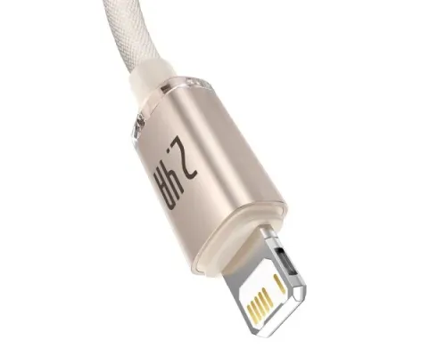 USB кабель Baseus Crystal Shine Series Fast Charging Data USB to iP 2.4A 1.2m Pink CAJY001104 mag-6932172614430144954