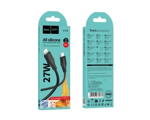 PD Кабель HOCO X124 Bien PD27W silicone charging data cable iP/1m Black mag-6942007664387154066