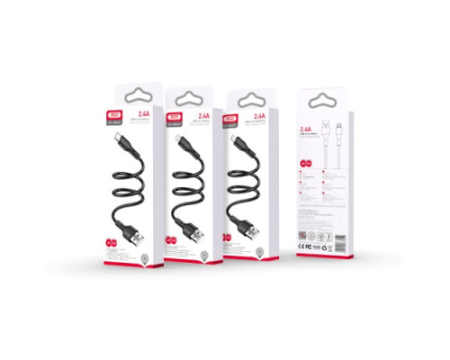 Кабель XO NB230 2.4A Rock Series Lightning Data Cable Чорний mag-6920680833429141103