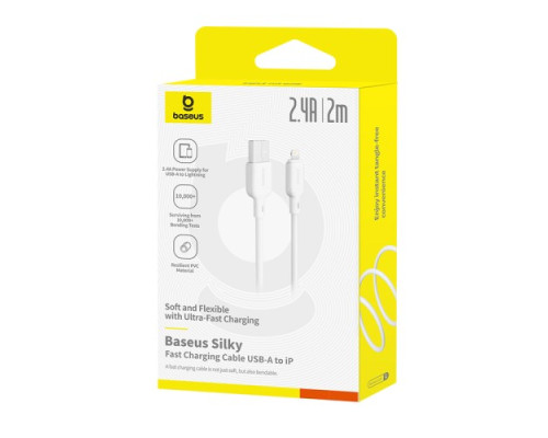 USB кабель Baseus Silky Series USB to Lightning 2.4A 2m White P10377702213-01 mag-6932172668785107243