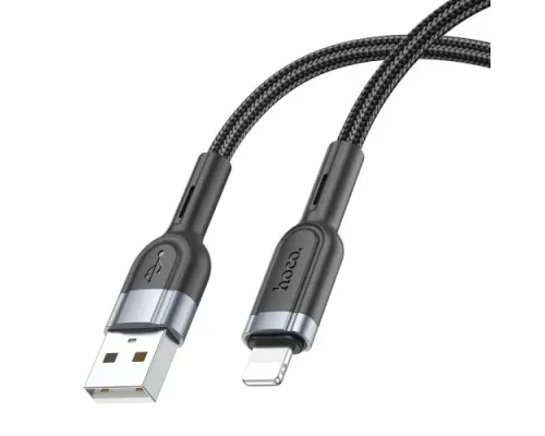 Кабель HOCO U117 Grand intelligent power-off charging data cable iP Black mag-6942007601481146149