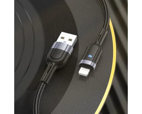 Кабель HOCO U117 Grand intelligent power-off charging data cable iP Black mag-6942007601481146149