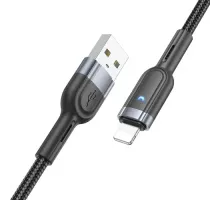 Кабель HOCO U117 Grand intelligent power-off charging data cable iP Black mag-6942007601481146149