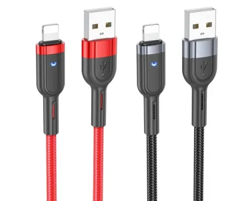 Кабель HOCO U117 Grand intelligent power-off charging data cable iP Black mag-6942007601481146149