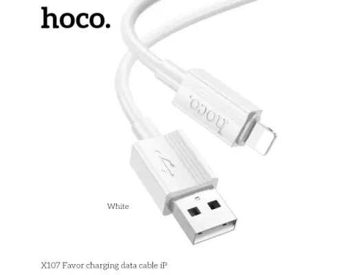 Кабель HOCO X107 Favor charging data cable iP 2,4A/1m White mag-6942007626262144023
