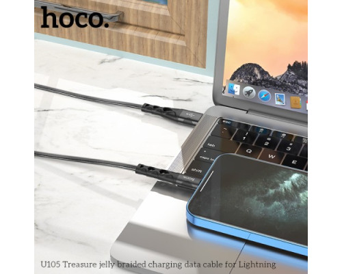 Кабель HOCO U105 Treasure jelly braided charging data cable for iP 2,4A/1,2m. Black mag-6931474757579131795