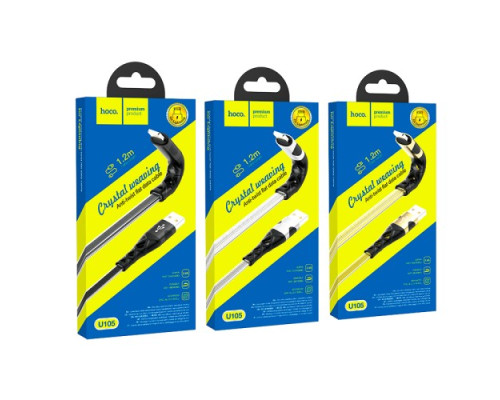 Кабель HOCO U105 Treasure jelly braided charging data cable for iP 2,4A/1,2m. Black mag-6931474757579131795