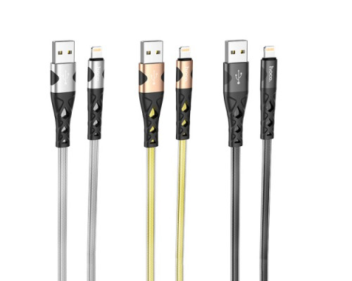 Кабель HOCO U105 Treasure jelly braided charging data cable for iP 2,4A/1,2m. Black mag-6931474757579131795
