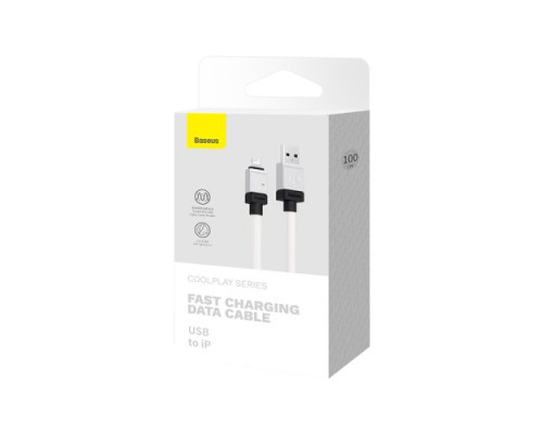 USB кабель Baseus CoolPlay Series Fast Charging Cable USB to iP 2.4A 1m White CAKW000402 mag-6932172626730130577
