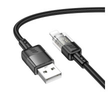 Кабель HOCO U129 Spirit transparent charging data cable iP 1,2m. Black mag-694200761241862055