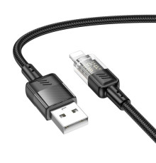 Кабель HOCO U129 Spirit transparent charging data cable iP 1,2m. Black mag-694200761241862055