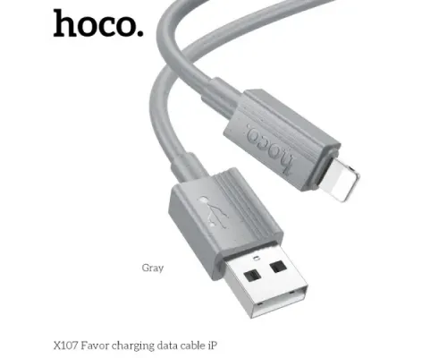 Кабель HOCO X107 Favor charging data cable iP 2,4A/1m Gray mag-6942007626279144024