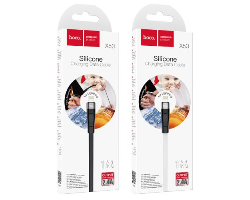 Кабель HOCO X53 Ange silicone charging data for Lightning 2,4A/1m. Black mag-6931474738059139089