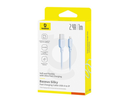 USB кабель Baseus Silky Series USB to Lightning 2.4A 1m Blue P10377702313-00 mag-6932172668839107247