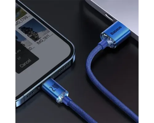USB кабель Baseus Crystal Shine Series Fast Charging Data Cable USB to iP 2.4A 1.2m Blue CAJY000003 mag-6932172602697147460