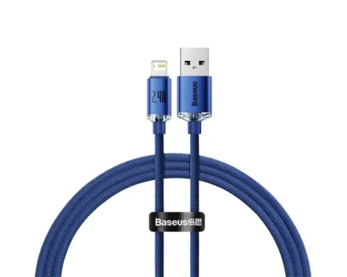 USB кабель Baseus Crystal Shine Series Fast Charging Data Cable USB to iP 2.4A 1.2m Blue CAJY000003 mag-6932172602697147460