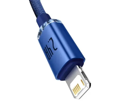 USB кабель Baseus Crystal Shine Series Fast Charging Data Cable USB to iP 2.4A 1.2m Blue CAJY000003 mag-6932172602697147460
