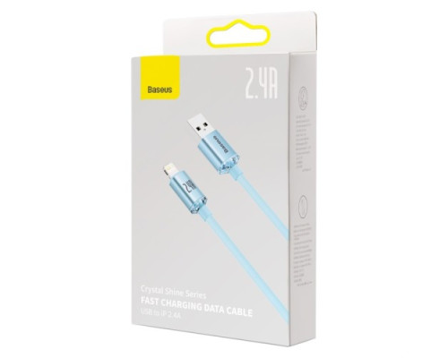 USB кабель Baseus Crystal Shine Series Fast Charging Data USB to iP 2.4A 1.2m Sky Blue CAJY001103 mag-6932172614423135442