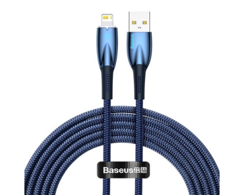 USB кабель Baseus Glimmer Series Fast Charging Data Cable USB to iP 2.4A 2m Blue CADH000303 mag-6932172617943107225