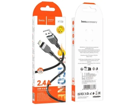 Кабель HOCO X109 Energy silicone charging data cable iP 2A/3m. Black mag-6942007636346144047