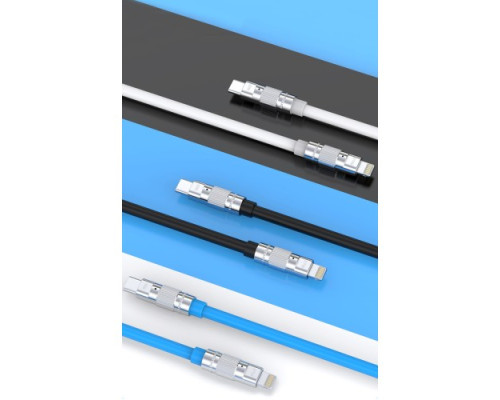 Кабель XO NB227 OD6.0 silicone TPE zinc alloy Lightning 6A/1,2M Білий mag-692068083325257213