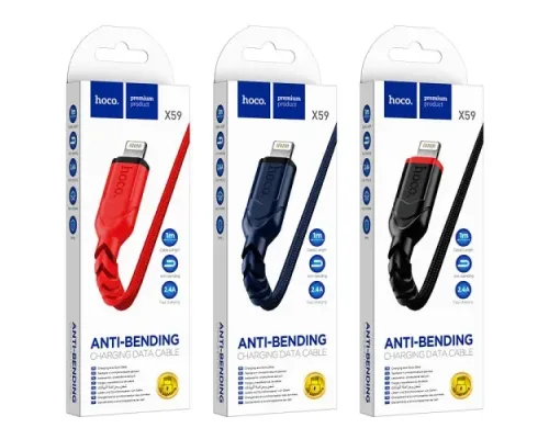 Кабель HOCO X59 Victory charging data for Lightning 2,4A/1m. Blue mag-6931474744883144412