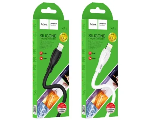 Кабель HOCO X61 Ultimate Silicone for Lightning 2,4A/1m White mag-6931474747815143977