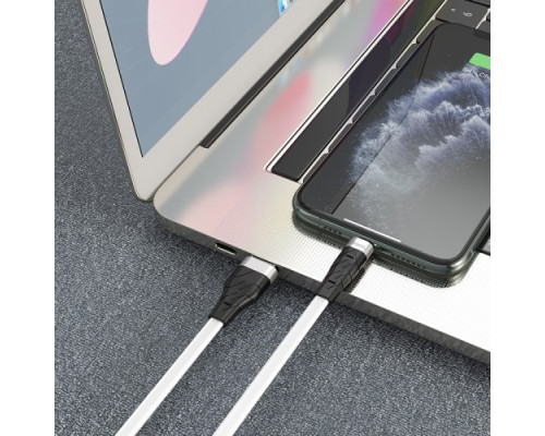 Кабель HOCO X53 Ange silicone charging data for Lightning 2,4A/1m. White mag-6931474738066139090