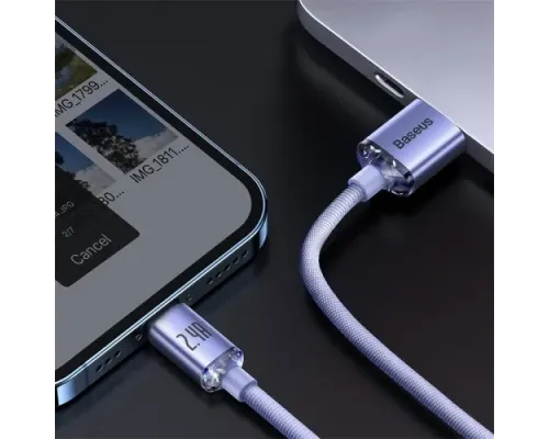 USB кабель Baseus Crystal Shine Series Fast Charging Data Cable USB to iP 2.4A 1.2mPurple CAJY000005 mag-6932172602703144948