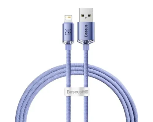 USB кабель Baseus Crystal Shine Series Fast Charging Data Cable USB to iP 2.4A 1.2mPurple CAJY000005 mag-6932172602703144948