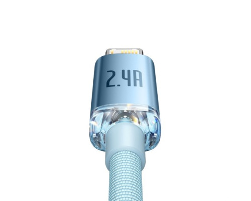 USB кабель Baseus Crystal Shine Series Fast Charging Data Cable USB toiP 2.4A 2m Sky blue CAJY001203 mag-6932172614447135444