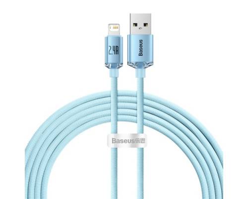 USB кабель Baseus Crystal Shine Series Fast Charging Data Cable USB toiP 2.4A 2m Sky blue CAJY001203 mag-6932172614447135444