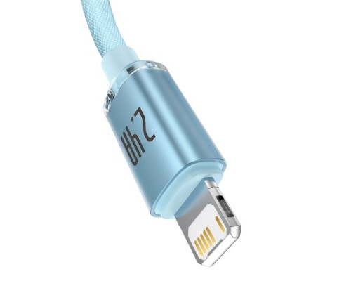 USB кабель Baseus Crystal Shine Series Fast Charging Data Cable USB toiP 2.4A 2m Sky blue CAJY001203 mag-6932172614447135444