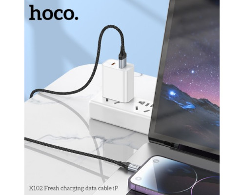 Кабель HOCO X102 Fresh charging data cable iP 1m. Black mag-69420076087561744