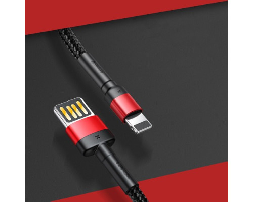 USB кабель Baseus Cafule (Special Edition) for Lightning 2.4A/1m. Black+Red CALKLF-G91 mag-6953156283336135410