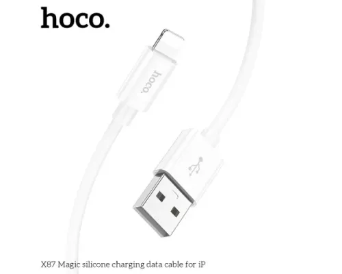Кабель HOCO X87 Magic silicone charging data cable for iP 2,4A/1m. White mag-6931474783202146708
