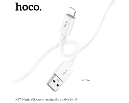 Кабель HOCO X87 Magic silicone charging data cable for iP 2,4A/1m. White mag-6931474783202146708