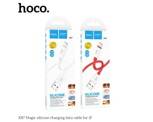 Кабель HOCO X87 Magic silicone charging data cable for iP 2,4A/1m. White mag-6931474783202146708