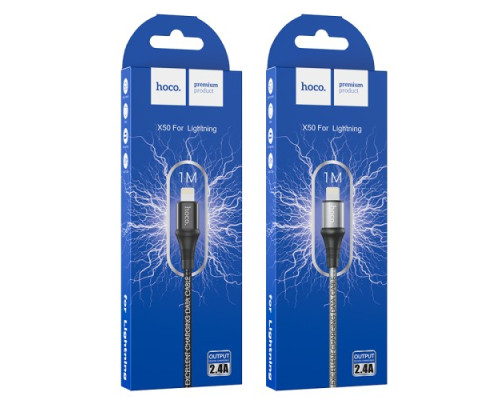 Кабель HOCO X50 Excellent charging data for Lightning 2,4A/1m. Grey mag-6931474734204138106