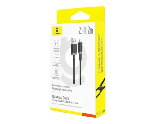 USB кабель Baseus Dura Series USB to Lightning 2.4A 2m Black-gold P10377801U01-02 mag-6932172669867152082