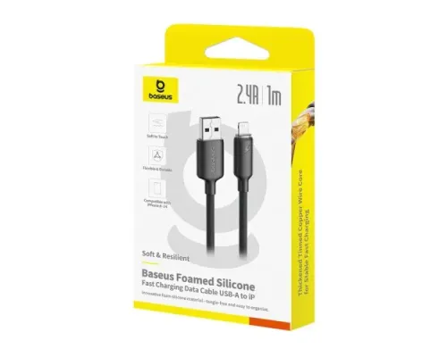 USB кабель Baseus Foamed Silicone USB to Lightning 2.4A 1m Black E0426900 mag-6932172693770145753