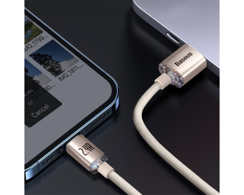 USB кабель Baseus Crystal Shine Series Fast Charging Data Cable USB to iP 2.4A 2m Pink CAJY001204 mag-6932172614454135445