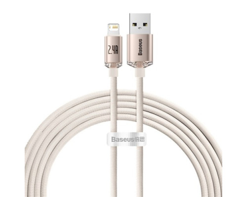 USB кабель Baseus Crystal Shine Series Fast Charging Data Cable USB to iP 2.4A 2m Pink CAJY001204 mag-6932172614454135445