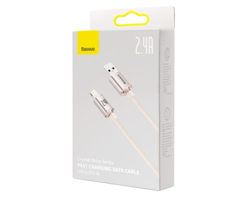 USB кабель Baseus Crystal Shine Series Fast Charging Data Cable USB to iP 2.4A 2m Pink CAJY001204 mag-6932172614454135445