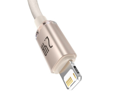 USB кабель Baseus Crystal Shine Series Fast Charging Data Cable USB to iP 2.4A 2m Pink CAJY001204 mag-6932172614454135445