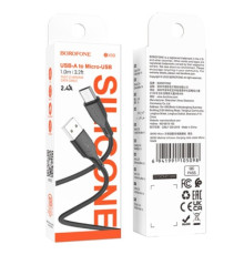 Кабель BOROFONE BX99 Method silicone charging data cable for Micro 2.4A/1m чорний mag-6941991105098137606