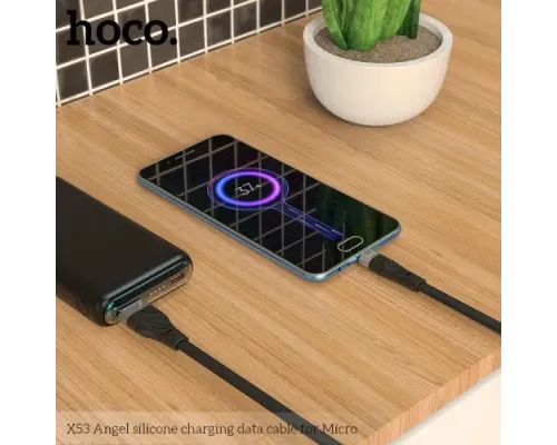 Кабель HOCO X53 Ange silicone charging data for Micro 2,4A/1m. Black mag-6931474738073143969