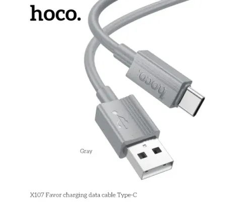 Кабель HOCO X107 Favor charging data cable Type-C 3A/1m Gray mag-6942007626316144028