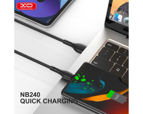 Кабель XO NB240 Football Micro 2.4A/1m Soft Rubber Cable Чорний mag-6920680839704998